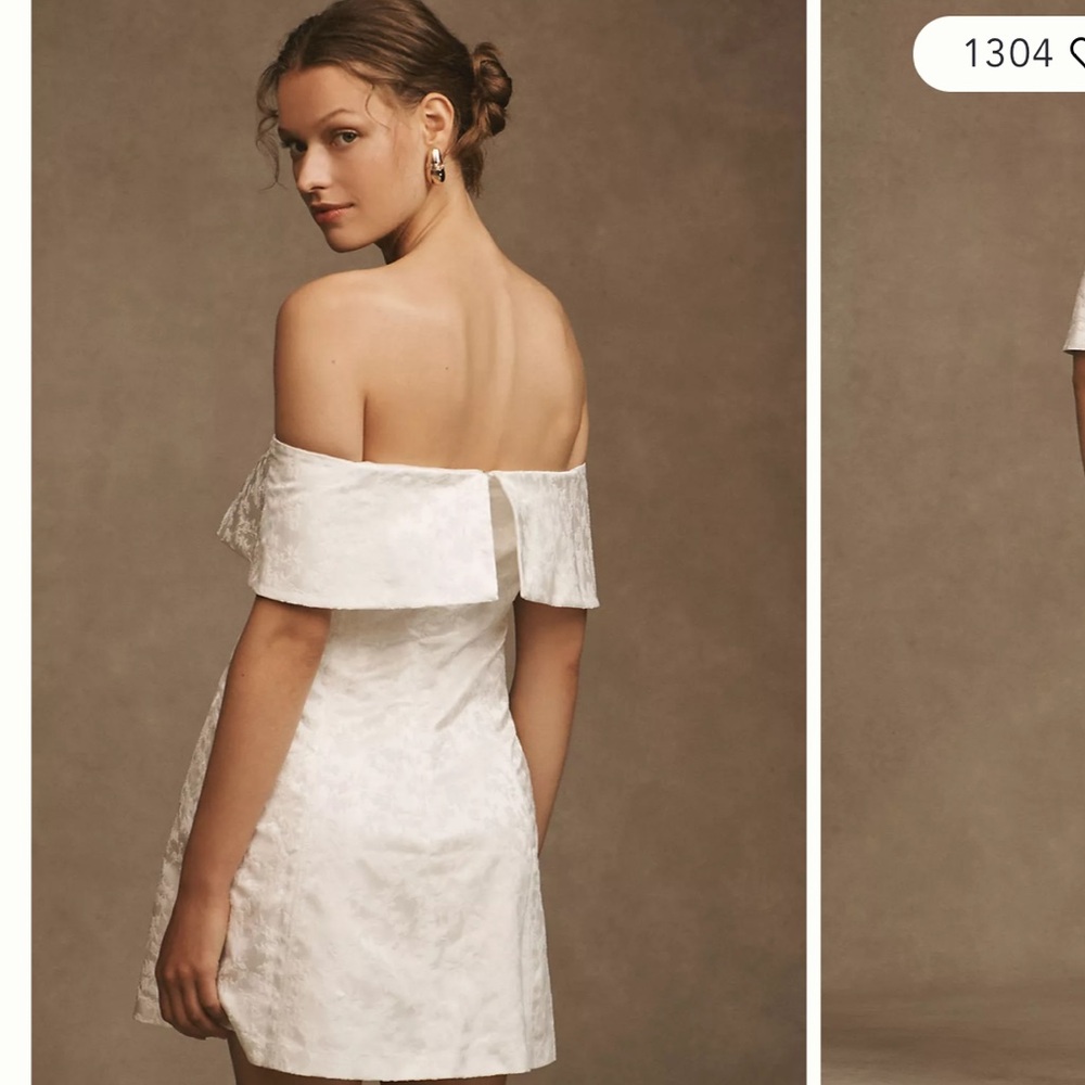 Anthropologie BHLDN Ingrid Stretch Jacquard Off-The-Shoulder Mini Dress